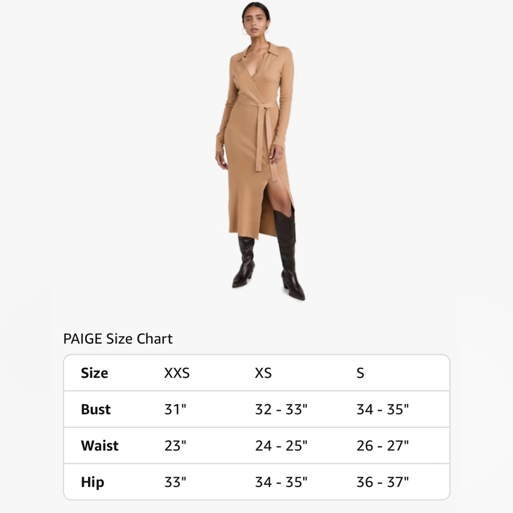 PAIGE Carmen Sweater Dress Color Deep Camel ๐ช Size XS - Picture 12 of 12
